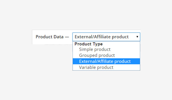 产品数据下拉菜单中的ExternalAffiliate产品